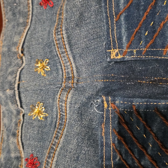 Upcycled GIRLS Denim Jeans By Molly Made It with Glitter Patches - Picture 11 of 14